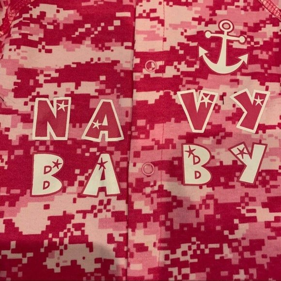 NEW Tiny Trooper Kids Girl Navy One Piece Pink Size M 3  6 Long Sleeve Close Toe - Picture 2 of 5